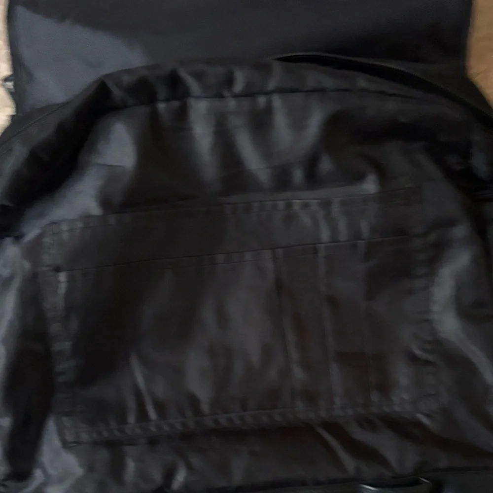 Black and Red Logo Messenger Bag